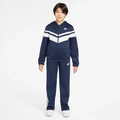 Nike Dri-fit Hooded Tracksuit Trainingspakken Kinder - Blauw - Maat 122 - 128 CM - Katoen Jersey
