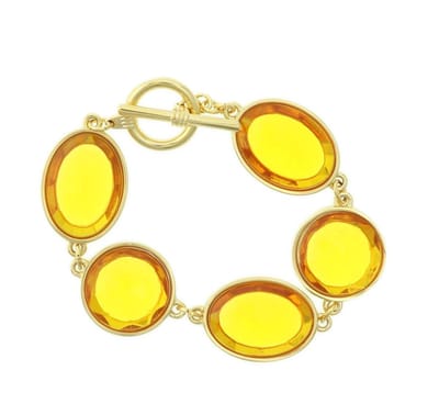 Behave - armband goudkleur oranje stenen - retro stijl - nikkelvrij