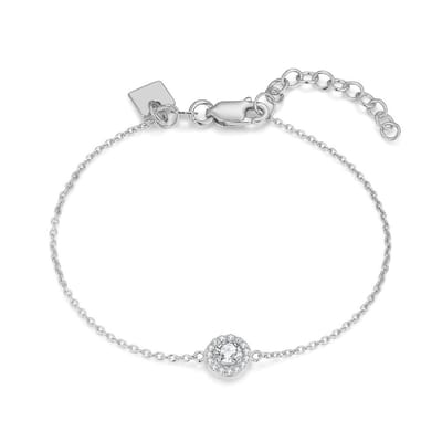 Twice As Nice Armband in zilver met ronde hanger Zilverkleurig 16cm+3cm