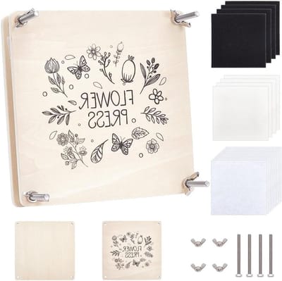 Cocoplus -Bloemenpers set - Plantenperskit - 4 lagen - Vierkant - Hout - DIY - Gedroogde bloemen - Geschikt voor planten conservering - Grote bloemenperskits 18 x 18 cm.
