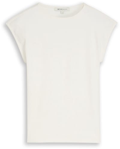 Tom Tailor Denim - Slim fit T-shirt met ribstructuur - Maat XL - off white