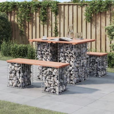 Tuinbank - Buitenbank - Ontspannen in de tuin - Schanskorfdesign basis - 100 cm breed - Houtkleurig