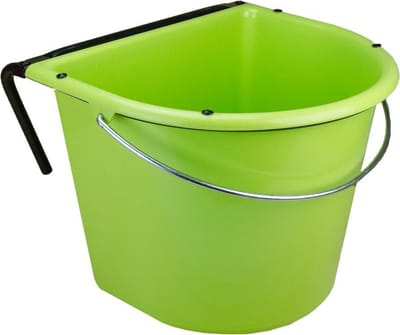 Vplast Voerbak 15 liter met ophang + hengsel - Voerbak paard - Voeremmer - Voerbak paarden ophang - Groen