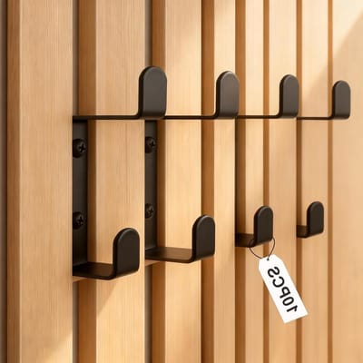 Set van 10 Geluidsabsorberende Paneelhaken 13mm Zwarte Wandhaken voor Geluidsisolatie en Interieurdecoratie