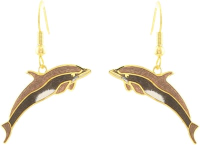 Behave - Oorhangers dames - dolfijnmotief - bruin - 1 cm