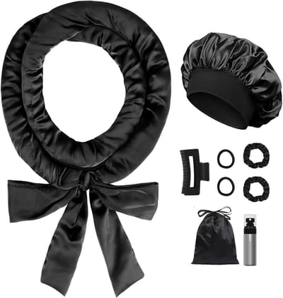 Krultangen - 70cm hittevrije haarkrullen - satijn hittevrije haarwellingen | 9-delige hittevrije krullerset met nachtkap | voor lange & medium haren