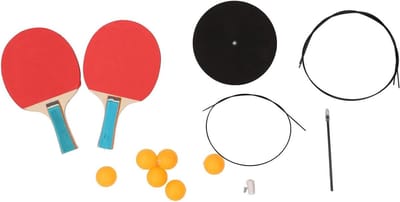 Tafeltennistrainer - Pongbal Oefenapparaat - Zelfstandig Tafeltennis Trainen - Elastische Schacht - 490 g - Zilver