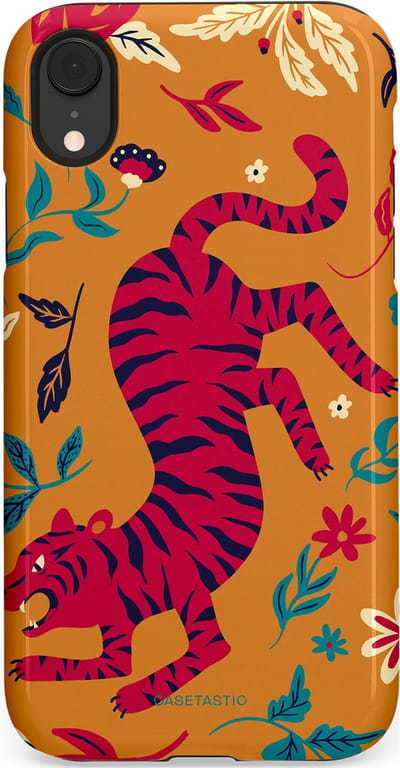 Casetastic Hoesje Geschikt voor Apple iPhone Xr - Stijlvolle Beschermende Duo-layer Case - Zonnetijger