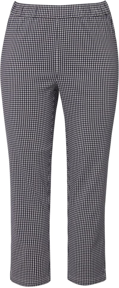 Ulla Popken - Dames - 7/8-bengalin broek Sienna vichyruit zeer elastisch - Marine - Maat 62