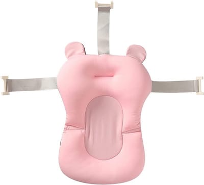 Baby Bad Kussen - Badmat Baby - Veilig Baden - Antislip Zwevend - 28 x 43 cm - Roze Beer