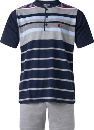 Gentlemen - heren shortama 114257 - knoophals - grey melange - maat M