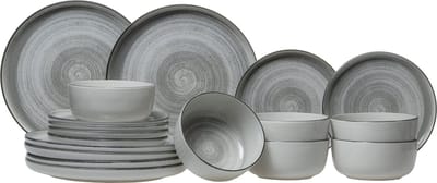 Cosy & Trendy Serviesset Baltic Grey Grijs 18-delig – Servies Set 6 Personen – Modern Design Aardewerk – Vaatwasser- & Magnetronbestendig