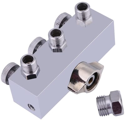 Dailygoods- Persluchtverdeler 3-voudig - 1/8" BSP - Instelknop - Driedelige Luchtdistributie - Precieze Regeling - Professionele Kwaliteit - Luchtverdeler