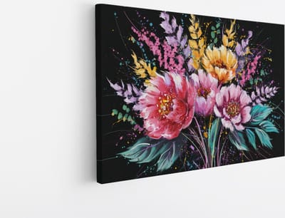 Saammp Canvas Schilderij - Kleurrijk - Bos Bloemen - Abstract - Natuur - 30x20 - Foto op canvas - Wanddecoratie - Muurdecoratie Woonkamer - Kantoor Decoratie