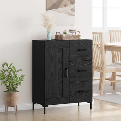 vidaXL - Dressoir - Zwart - eiken - 69.5 - x - 34 - x - 90 - cm - Bewerkt - hout