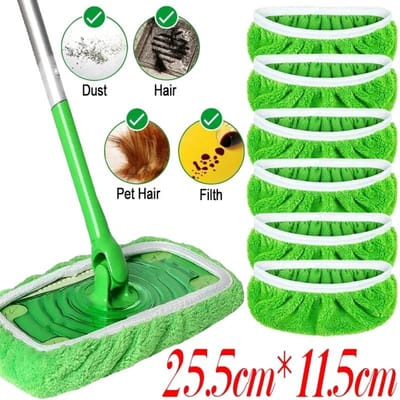 Chiffons de nettoyage en microfibre ultra-absorbants pour balai, Vert, Réutilisables et tampons de rechange pour tous les sols et meubles 3pcs