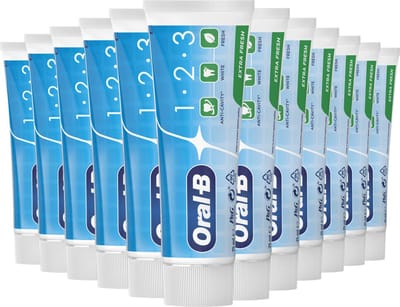 Oral-B Tandpasta 1-2-3 Frisse mint - 12 x 75 ml - Voordeelverpakking