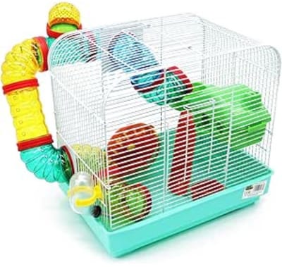 Zyrex® Hamsterkooi - Knaagdierkooi - Kooi - Inklapbare Deksel - Veelkleurig - 24cm x 33cm x 33cm