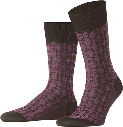 FALKE Artwork Tie gedessineerd katoen sokken heren bruin - maat 39-40