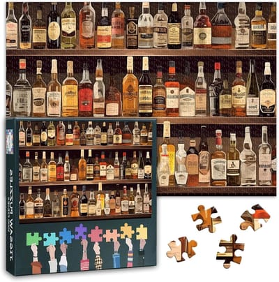 Puzzel 1000 stukjes - Legpuzzel Volwassenen - Ontspannende Hobby - Dikke Karton Kwaliteit - 70 x 50 cm - Jenever Flessen