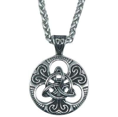 Tesoro Mio Michel - Viking Ketting Met Triquetra Knoop – Edelstaal - L 60 cm, B 4 mm - Hanger 4.4 x 3.2 cm