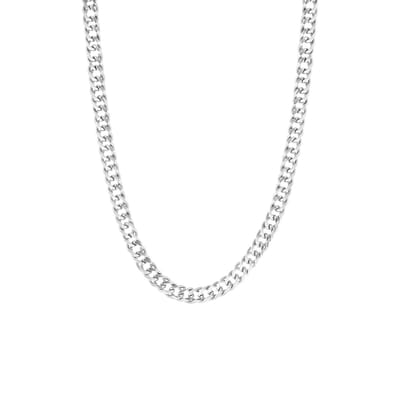 Lucardi Kinder Gerecycled zilveren ketting gourmetschakel. - Ketting - 925 Zilver - Zilverkleurig - 45 cm