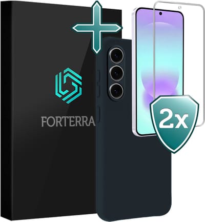 Hoesje Met 2x Screenprotector - Geschikt voor Samsung Galaxy A37 - Sterk & Shockproof - Telefoon Hoes - Back Cover - Siliconen Case - Donkerblauw