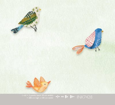 INGK - Kate & Andy - Behang - Fun Bird (green)