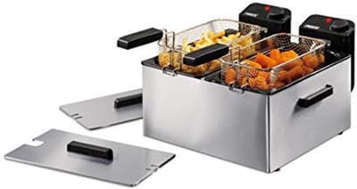 Dubbele Friteuse - Frituurpan - Grote Porties - Twee Manden - 2 x 3 Liter - Roestvrij Staal