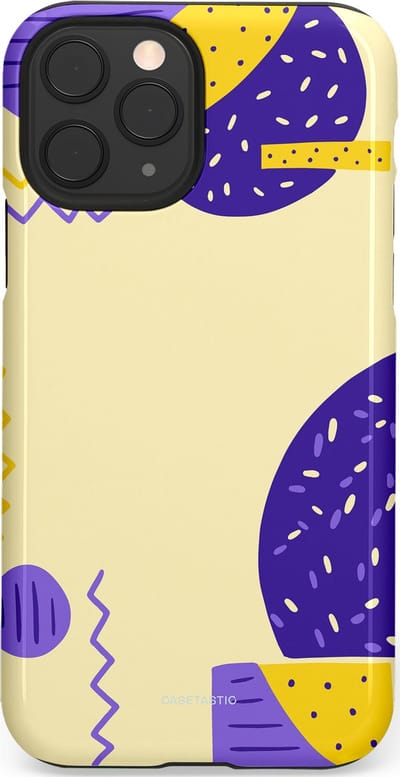 Casetastic hoesje geschikt voor Apple iPhone 11 Pro - Dubbellaagse bescherming - Geo zigzag - Fashion Case - Crème Blauw Geel