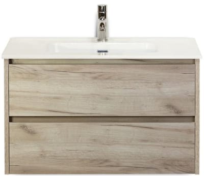 Dante Badmeubelset 80 cm - Craft Oak - Keramische Wastafel Wit Cover
