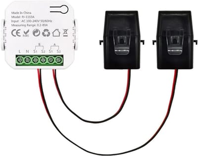Slimme Energiemeter - Stroommonitor Bidirectioneel - Energie Verbruik Meten - Realtime APP Controle - 0.2-80A Bereik - Zoals Afgebeeld