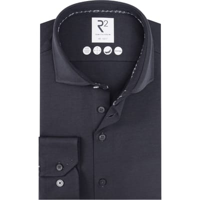 R2 Dobby Technical Knitted Lange Mouw Overhemden Anthraciet 130.wsp.031