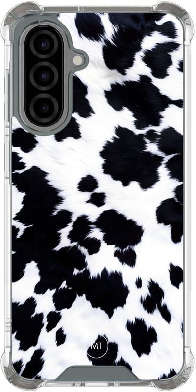 Hoesje (shockproof) geschikt voor Samsung Galaxy A56 - Koeienprint - Extra sterke case - TPU/polycarbonaat - Print - Zwart, Wit, Transparant