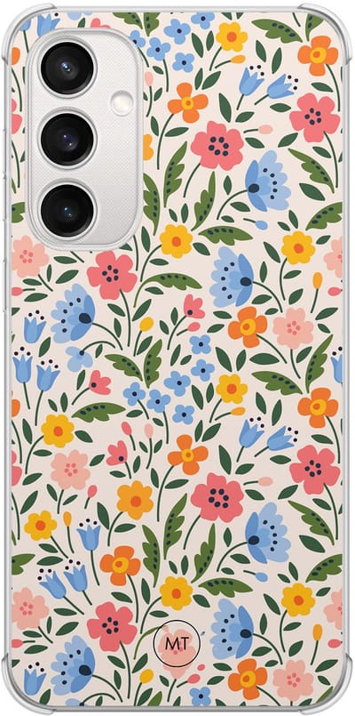 Hoesje (shockproof) geschikt voor Samsung Galaxy S23 FE - Romantische bloemen - Extra sterke case - TPU/polycarbonaat - Bloemen - Multi, Transparant