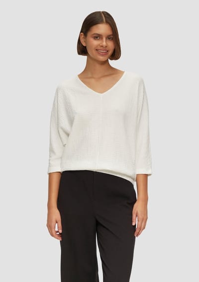 s.Oliver - female - Fijn gestructureerd shirt van jersey met 3/4 vleermuismouwen