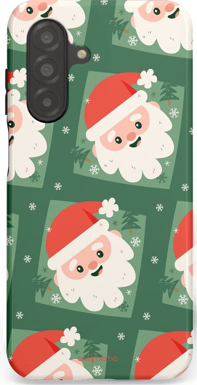 Casetastic hoesje geschikt voor Samsung Galaxy A26 - Dubbellaagse bescherming - Kerstmannen in het bos - Fashion Case - Donkergroen Wit Terracotta Crème
