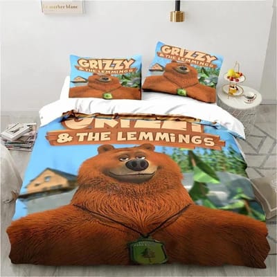 Cartoon Grizzy N Lemmings Beddengoed Collectie Dekbedovertrek Bed Collectie Dekbedovertrek Kussensloop Dekbed Koning Queen Maat Jongens Volwassene 135X200cm-2pcs