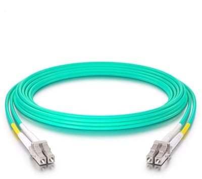 [4 Pack] Fiber Patch Cable - LC to LC OM3 10Gb/Gigabit Multi-Mode Jumper Duplex 50/125μm LSZH Fiber Optic Cord for SFP Transceiver, Aque, 3-Meter(9.8-ft)