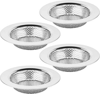 4 Stuks Roestvrijstalen Gootsteenzeef - Gootsteenafvoerfilter - Rvs Gootsteenfilter - Keukengootsteenfilter - Voorkom Verstoppingen - Microporen - Keukenaccessoires - Voor Badkamer en Keuken