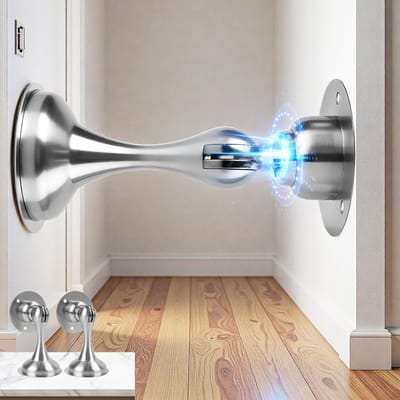 Set van 2 magnetische deurblokken roestvrij staal zonder boren