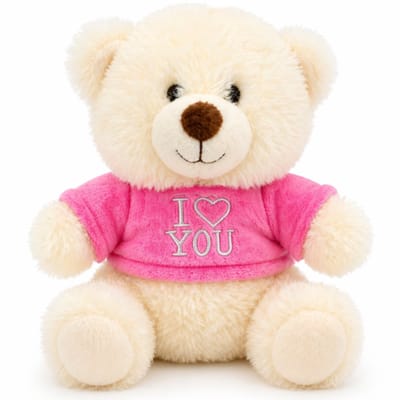 Topknuffels® Teddybeer Wit met Roze T-Shirt Pluche Knuffel 20 cm - Liefdes Love Knuffels - Valentijnsdag Moederdag - Dieren Speelgoed Knuffel - Ik Hou van Jou Cadeau Vrouw