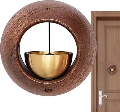 Houten Deurbel - Entree Bel - Zakelijke Ingang - Magnetische Bevestiging - 8 x 8 cm - Walnoot