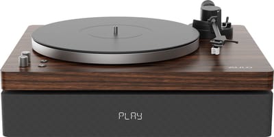 Aulo - Vinyl platenspeler met ingebouwde luidsprekers en subwoofer - Bluetooth - Duurzaam design in luxueuze donker houten afwerking