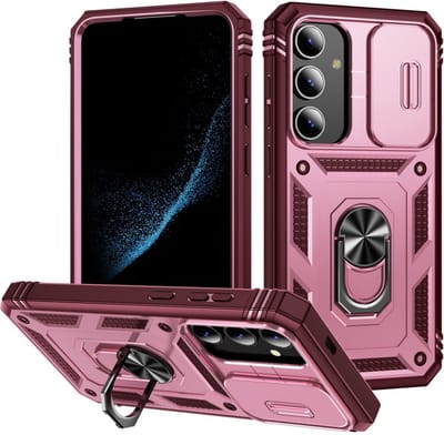 Coverup Hoesje - Geschikt voor Samsung Galaxy S24 Plus Hoesje - Coverup Ring Kickstand Back Cover met Camera Shield - Roze