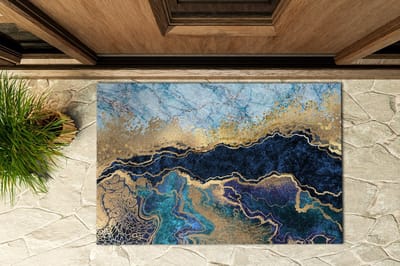 Coloray Buiten Deurmat - Blauw Grote Buiten Deurmat - Blauwe Marmer Stevige Entreemat - Woningdecoratie - Deurmat Voor Regenweer - Stijlvolle Deurmat Voor Moderne Woning - 90x60 cm