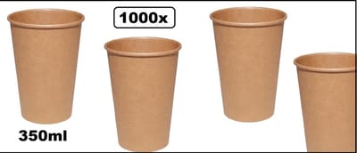 1000x Mega Koffiebeker karton bruin 350ml - Koffie thee chocomel soep drank water beker karton