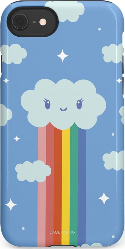 Casetastic Hoesje Geschikt voor Apple iPhone 7/8/SE - Stijlvolle Beschermende Duo-layer Case - Regenboogwolkje