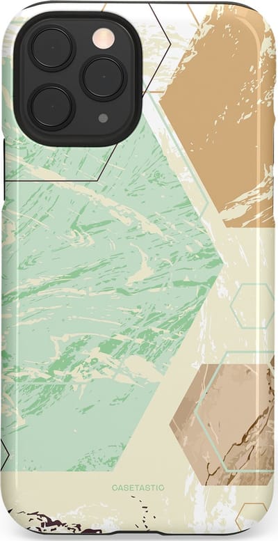Casetastic hoesje geschikt voor Apple iPhone 11 Pro - Dubbellaagse bescherming - Vlaklicht - Fashion Case - Crème Mintgroen Wit Lichtgrijs