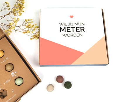 Bloembommetjes - Bloemen - Zaadjes - Cadeau meter - geometrisch roze - wil jij mijn meter worden - Zaad